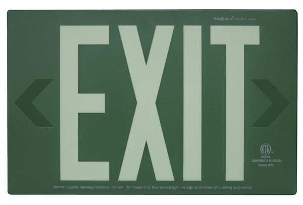 Addlight Exit Sign, English, 14-7/8" W, 9-1/4" H, Aluminum, Green 8.924GFM