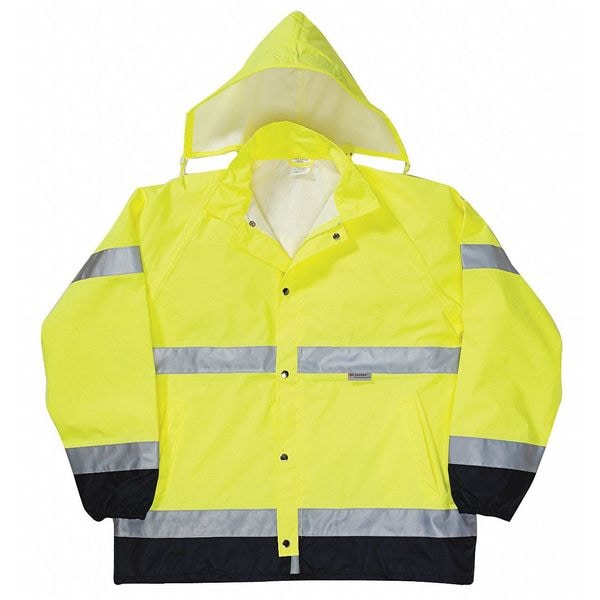 Occunomix Rain Jacket with Zip Rollaway Hood, Polyester