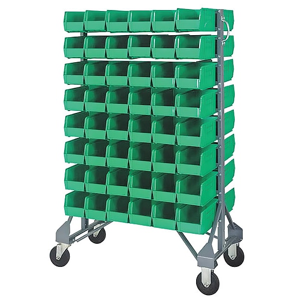 Quantum Storage Systems Steel Mobile Bin Rail Floor Rack, 20 in W x 36