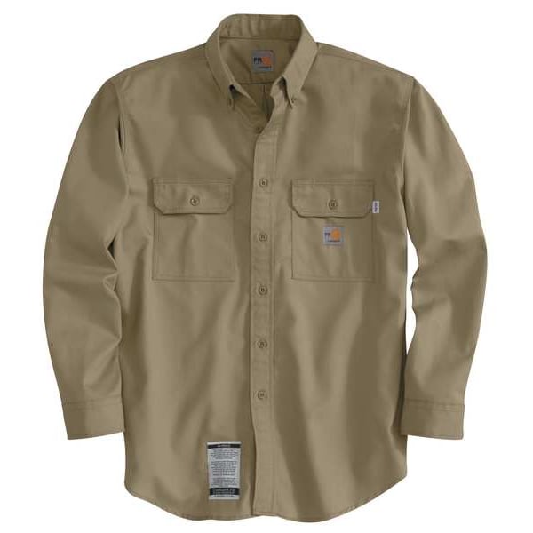 Carhartt Carhartt Flame Resistant Collared Shirt, Khaki, Cotton/Nylon, 3XL FRS160-KHI 3XL REG