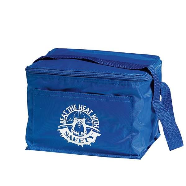 Quality Resource Group Soft Sided Cooler, 6 Cans, Royal Blue 28006 WHITE IMPRINT