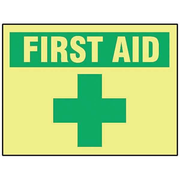 Accuform No Header, First Aid, 10 in W x 7 in H, Rectangle, Vinyl