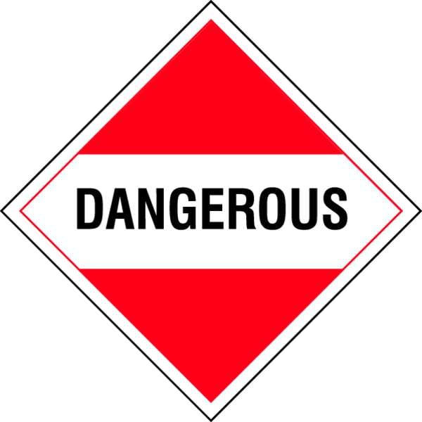 Stranco Vehicle Placard, Dangerous, Rigid Styrene DOTP0036PS Zoro