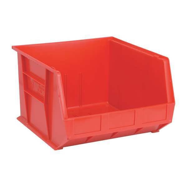 Quantum Storage Systems Hang & Stack Storage Bin, Red, Polypropylene, 18 in L x 16 1/2 in W x 11 in H, 75 lb Load Capacity QUS270RD