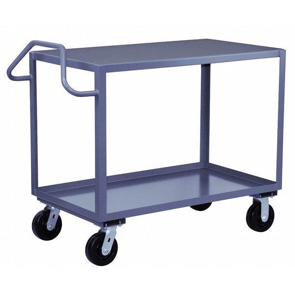 Zoro Select Welded Ergonomic Utility Cart, Steel, 2 Shelves, 2400 lb