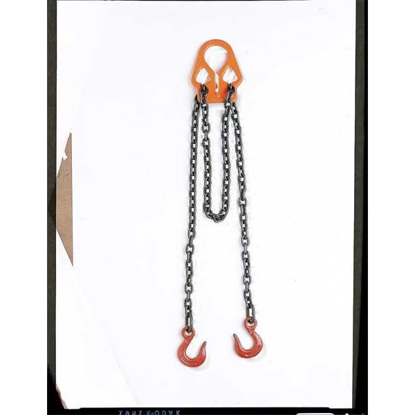 G100 Alloy Steel Chain Sling 10FT, 2-Leg Adjustable With Control Plate, 9/32" Chain, 6LBS Capacity At 45°