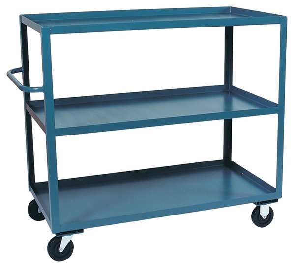 Jamco Utility Cart with Lipped Metal Shelves, Steel, Flat, 3 Shelves, 3,000 lb CC360P600GP