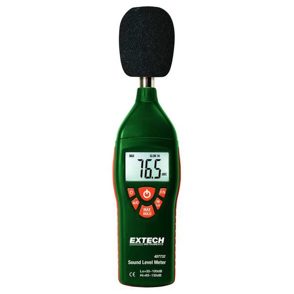 Extech Sound Level Meter, Backlit LCD Display 407732 | Zoro