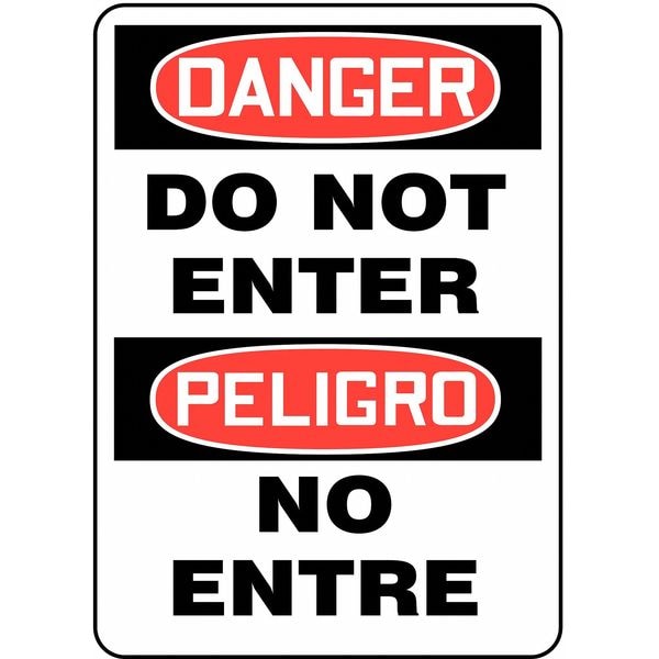 Accuform SpanishBilingual Danger Sign, 20" Height, 14" Width, Fiberglass, Rectangle, English