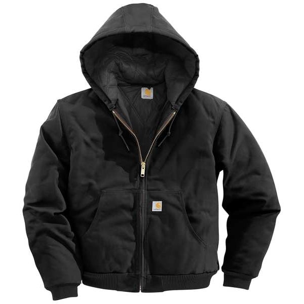 Carhartt Men's Black Cotton Hooded Duck Jacket size S J140-BLK SML REG