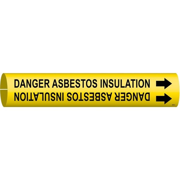 Brady Pipe Marker, Danger Asbestos Insulation, Y, 4045-B 4045-B