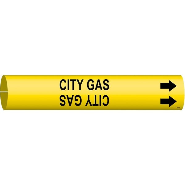 Brady Pipe Marker, City Gas, Y, 1-1/2 to2-3/8 In 4027-B