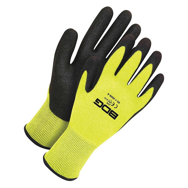 Bdg Coated Gloves, Foam Nitrile, Textured Palm, Abrasion Level