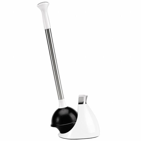 Simplehuman Plunger & Caddy, 17 1/2 in Hand L, Flange BT1085 Zoro