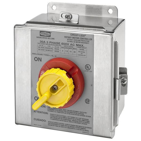 Hubbell Wiring DeviceKellems Enclosed Disconnect Switch, 600V AC, NEMA 4X HBL13S33D Zoro