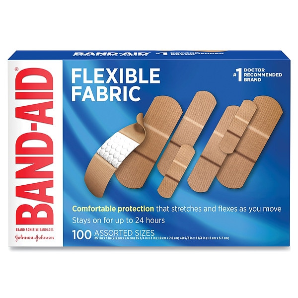 Band-Aid Bandages, Flexible, Assorted, 100, PK100 11507800