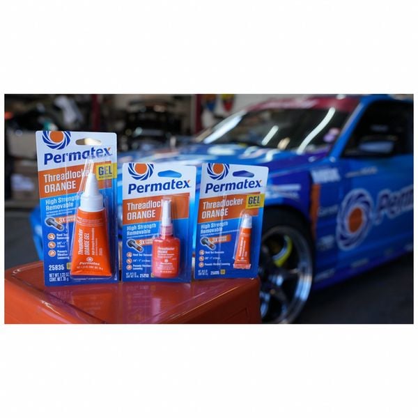 Permatex Removable Threadlocker, PERMATEX, Orange, High Strength, 10 mL 25210 Zoro