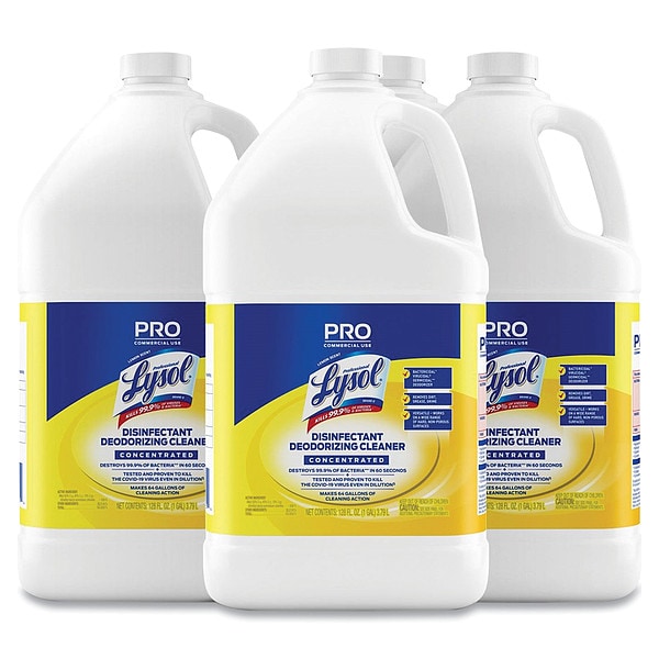 Lysol Disinfectant Cleaner, Bottle, Lemon, 4 PK 1920099985 Zoro