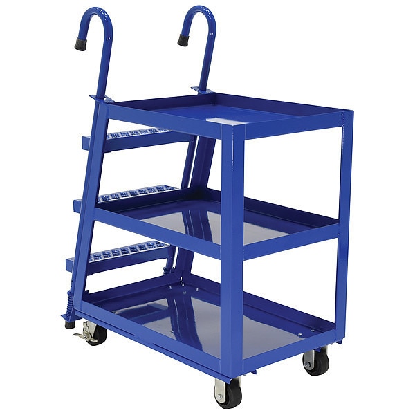Zoro Select Steel Stock Picking Ladder Cart 1000 lb. Capacity, 39-3/4"L x 21-7/8"W x 50-1/8"H SPS3-2236