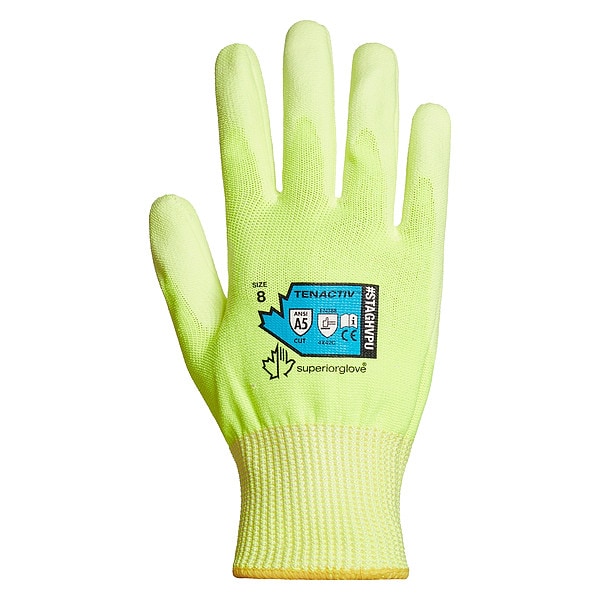 Superior Glove Hi-Vis Cut Resistant Coated Gloves, A5 Cut Level ...