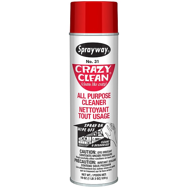 Sprayway All Purpose Cleaner, Crazy Clean, Multi-Surface Interior Vehicle  Cleaner, Aerosol Can, 20 oz, SW031