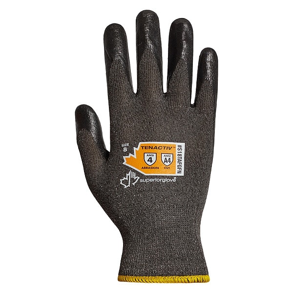 Superior Glove Cut Resistant Coated Gloves, A4 Cut Level, Nitrile, 10, 1 PR S18TAFGFN0