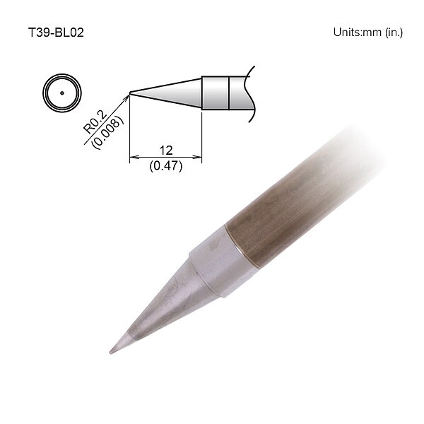 T35-02I Conical Micro Soldering Tip R0.1 X 5.5mm 350°C - UK