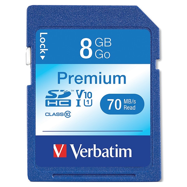 Verbatim Premium SDHC Memory Card, 8 GB, VER96318 Zoro