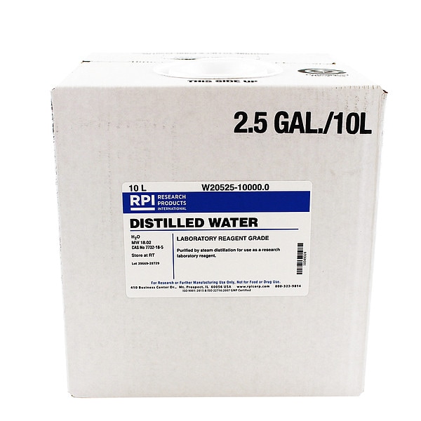Rpi Distilled Water, Lab Reagent Grade, 10L W2052510000.0 Zoro