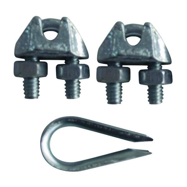 Dayton Wire Rope Clip and Thimble Kit, 3/8 In 1DKK8 Zoro