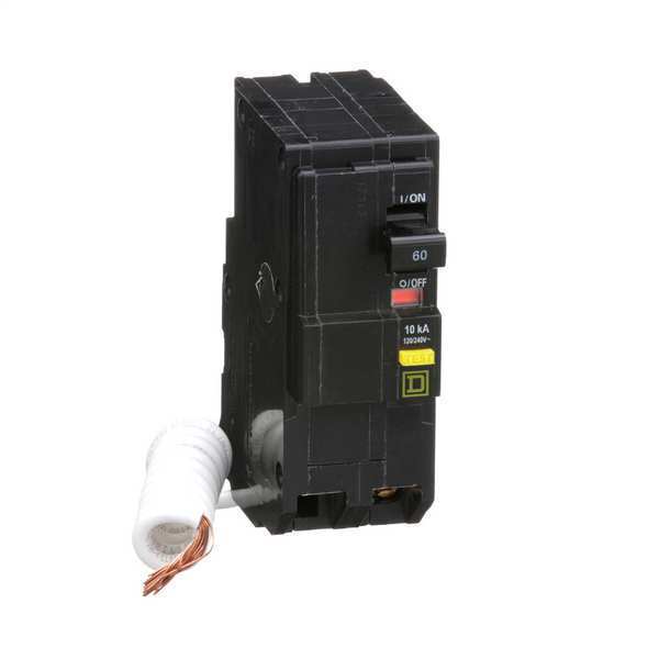 Square D Miniature Circuit Breaker, 60 A, 120/240V AC, 2 Pole, Plug In Mounting Style, QO Series QO260GFI