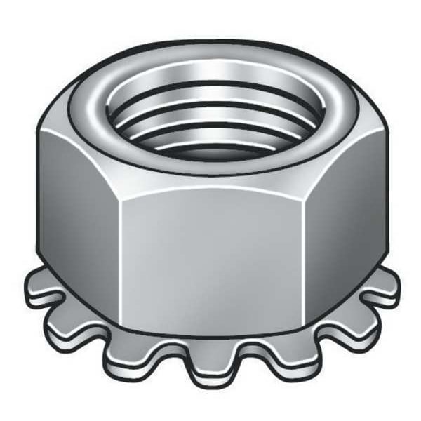 Zoro Select External Tooth Lock Washer Lock Nut, 5/16