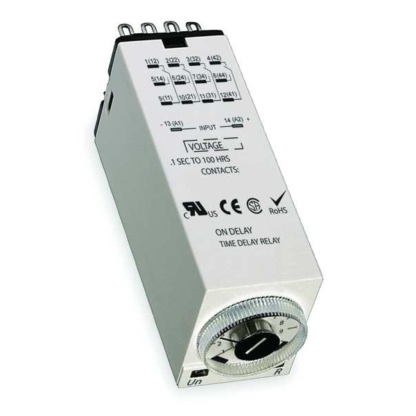 Dayton Time Delay Relay, 24VDC, 5A, DPDT, 0.1 sec. 1EJL9 Zoro