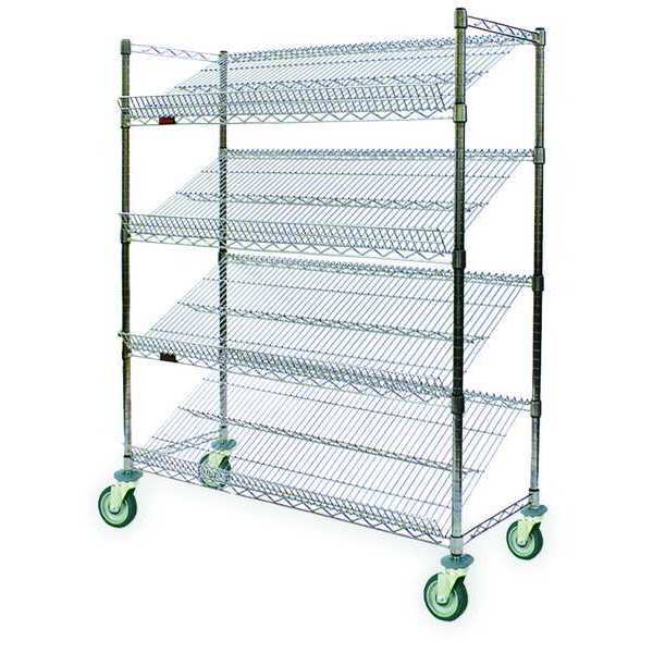 Zoro Select Slanted Shelf Wire Cart, 18 In. W M1848Z-4