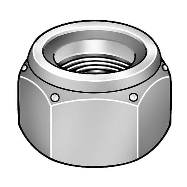 Zoro Select Nylon Insert Lock Nut, 1-1/8"-7, Steel, Grade 2, Zinc Plated, 59/64 in Ht NLI21120NE-001P