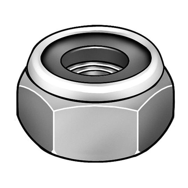 Zoro Select Nylon Insert Lock Nut, 1/4"-20, Steel, Grade 2, Chrome Plated, 5/16 in Ht, 5 PK MPB3253