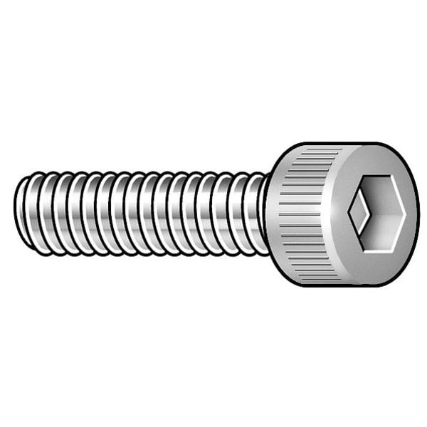 Zoro Select #10 Socket Head Cap Screw, Plain Stainless Steel, 3/8 in Length, 25 PK 1FY57