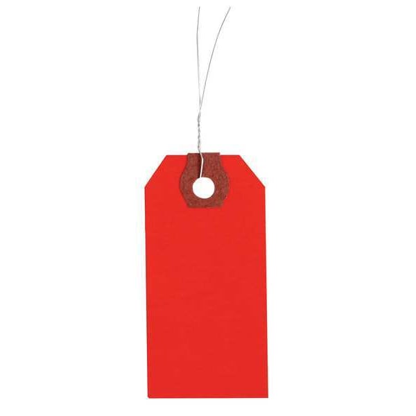 Zoro Select 1-3/8" x 2-3/4" Red Paper Wire Tag, Includes 12" Wire, Pk1000 4WKW8