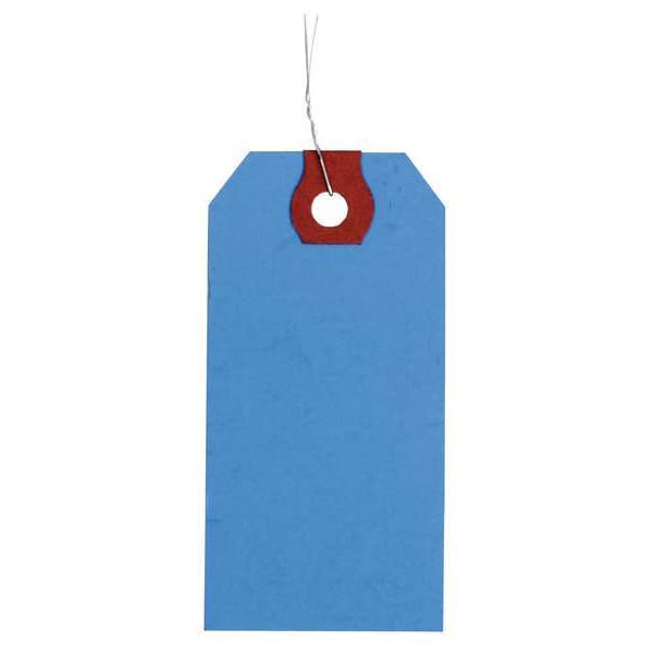 Zoro Select 1-3/8" x 2-3/4" Blue Paper Wire Tag, Includes 12" Wire, Pk1000 4WKY6