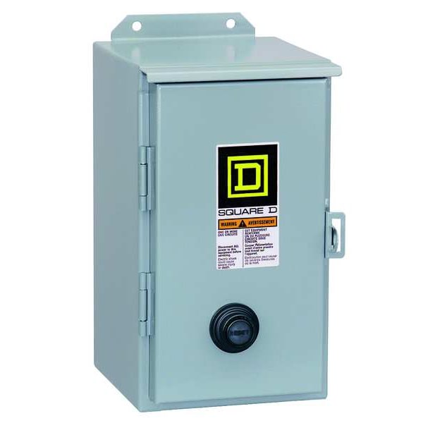 Square D Nonreversing Magnetic Motor Starter, 12, 3R NEMA Rating, 480V AC, 3 Poles, No Auxiliary Contacts 8536SCA3V06
