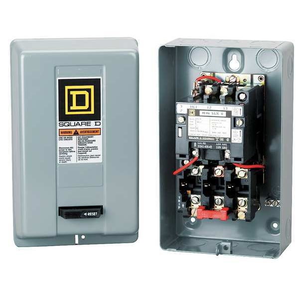 Square D Nonreversing Magnetic Motor Starter, 1 NEMA Rating, 480V AC, 3 Poles, No Auxiliary Contacts 8536SBG2V06
