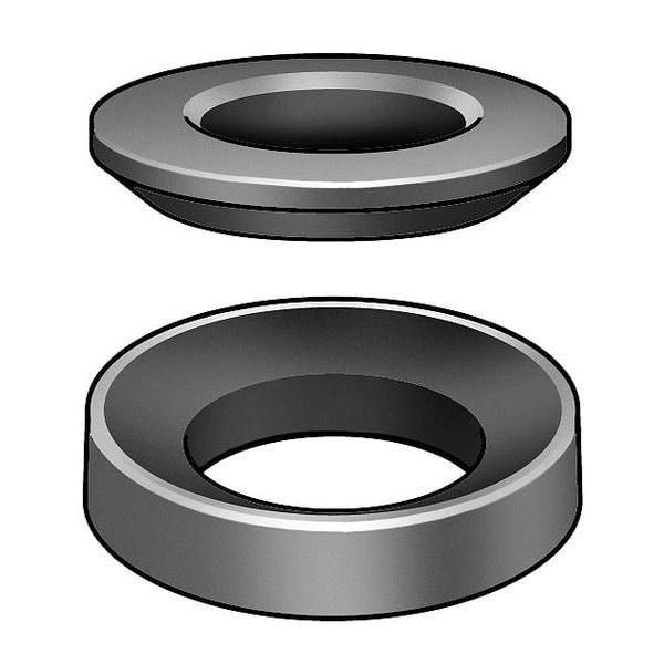 Zoro Select Spherical Washer, Fits Bolt Size 1/2 in Steel, Black