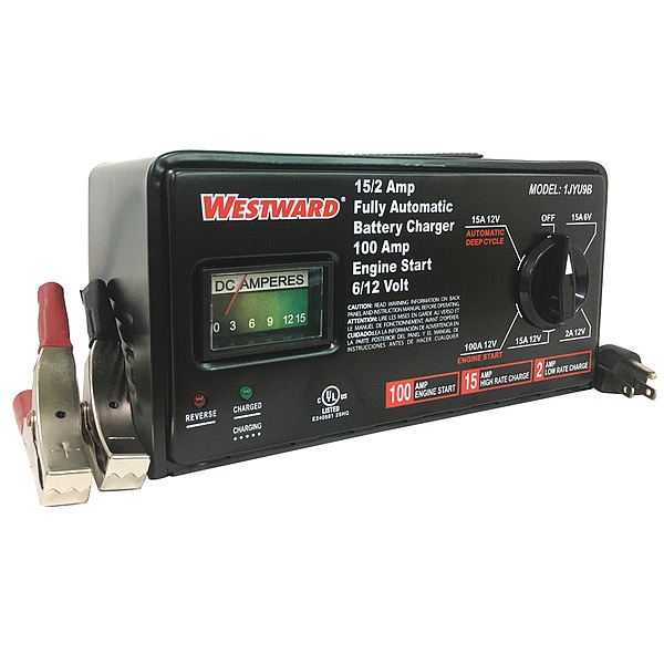 Westward Battery Charger, Automatic Boosting, Charging, Maintaining For Batt. Volt.: 6, 12 1JYU9