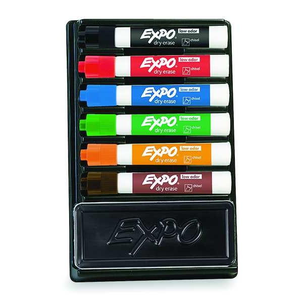 Expo Dry Erase Marker Set, Chisel Tip, Assorted Colors Low Odor 80556