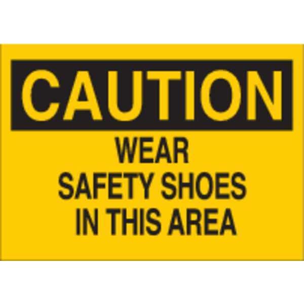 Brady Caution Sign, 10 in Height, 14 in Width, Plastic, Rectangle, English 25207