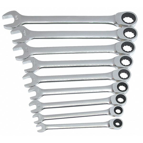 Westward Ratcheting Wrench Set, Pieces 9 1LCF7 Zoro