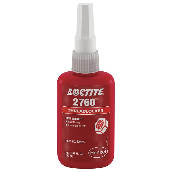 Loctite Threadlocker, LOCTITE 2760, Red, High Strength, Liquid, 10 mL