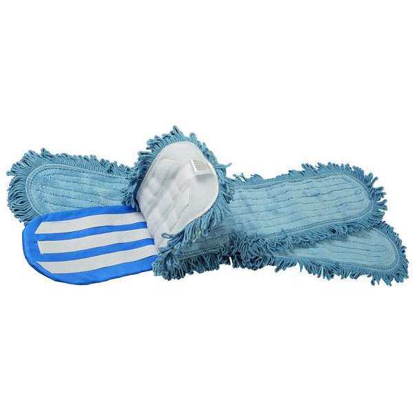 Tough Guy 48 in L Dust Mop, 31 oz Dry Wt, Hook-and-Loop Connection, Looped-End, Blue, Microfiber 1NE74