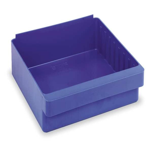 Quantum Storage Systems Drawer Storage Bin, Blue, High Impact Polystyrene, 11 1/8 in W x 4 5/8 in H, 25 lb Load Capacity QED801BL