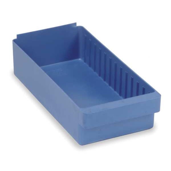 Quantum Storage Systems Drawer Storage Bin, Blue, High Impact Polystyrene, 8 3/8 in W x 4 5/8 in H, 25 lb Load Capacity QED606BL